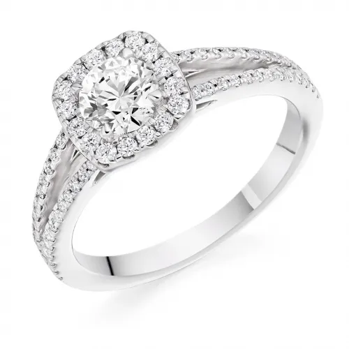 Diamond Square Halo Engagement Rings